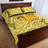 Hawaii Palaka Quilt Bed Set Cute Ripe Mango Turtle On The Waves DT05 - Polynesian Pride