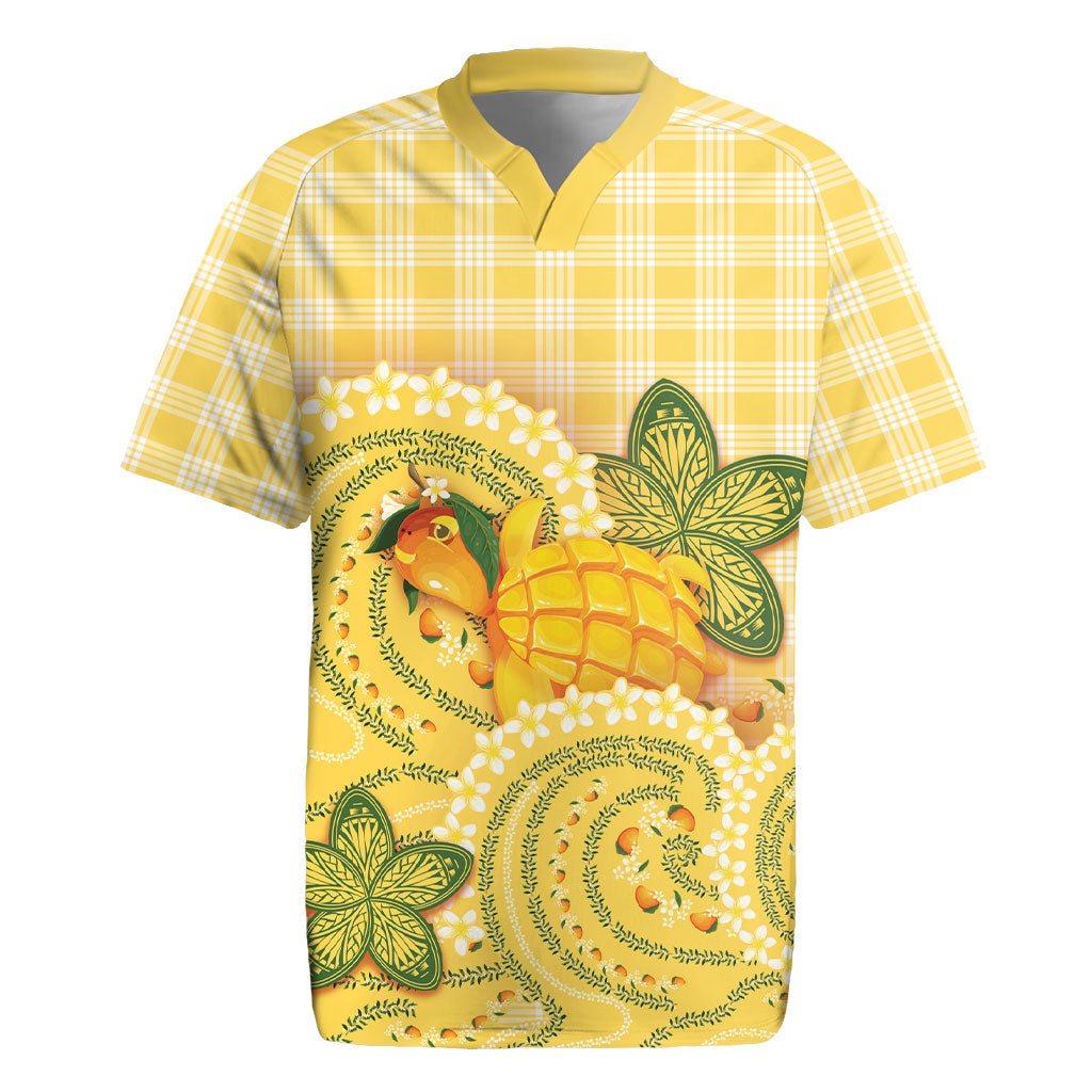 Hawaii Palaka Rugby Jersey Cute Ripe Mango Turtle On The Waves