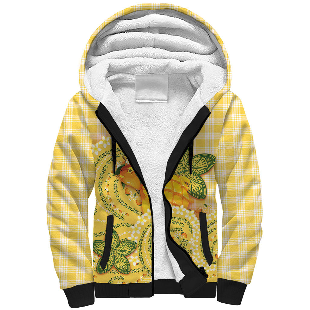 Hawaii Palaka Sherpa Hoodie Cute Ripe Mango Turtle On The Waves