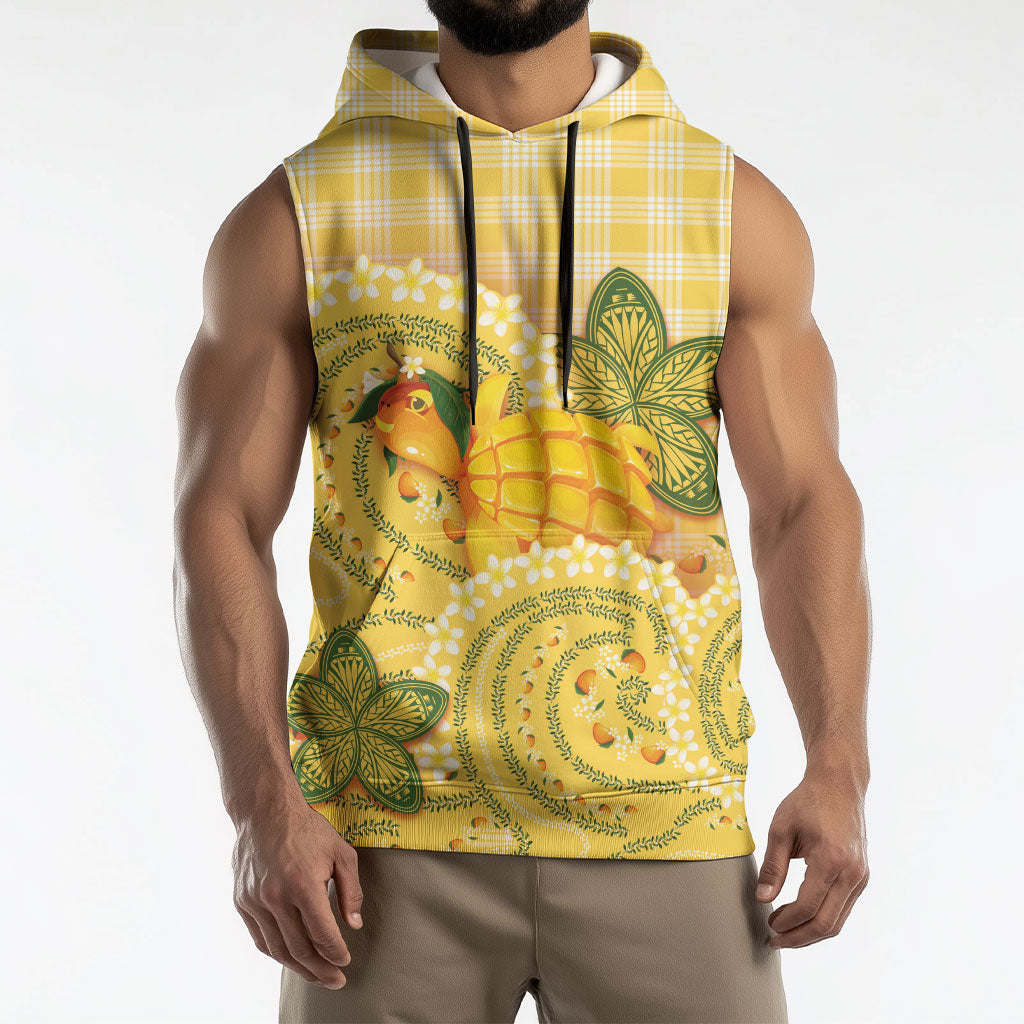 Hawaii Palaka Sleeveless Hoodie Cute Ripe Mango Turtle On The Waves DT05 - Polynesian Pride