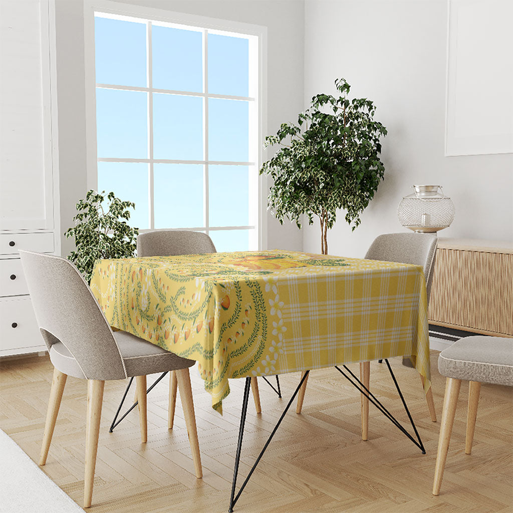 Hawaii Palaka Tablecloth Cute Ripe Mango Turtle On The Waves