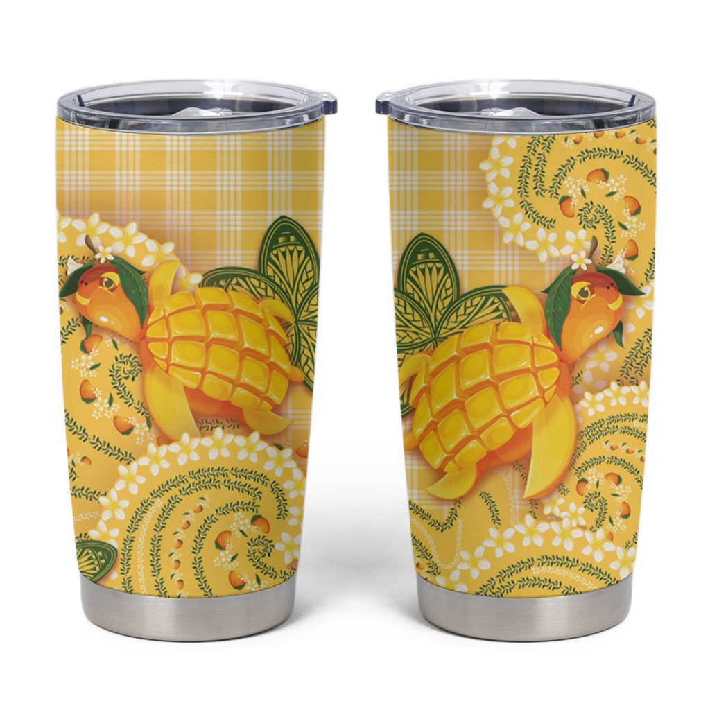 Hawaii Palaka Tumbler Cup Cute Ripe Mango Turtle On The Waves