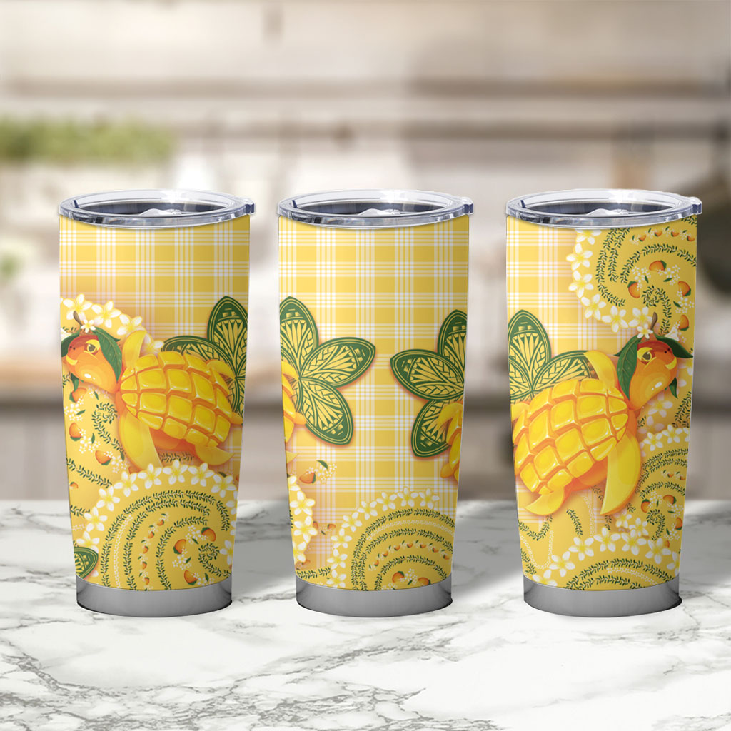 Hawaii Palaka Tumbler Cup Cute Ripe Mango Turtle On The Waves