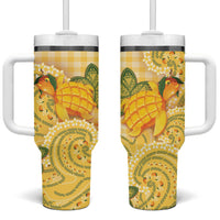 Hawaii Palaka Tumbler With Handle Cute Ripe Mango Turtle On The Waves