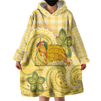 Hawaii Palaka Wearable Blanket Hoodie Cute Ripe Mango Turtle On The Waves