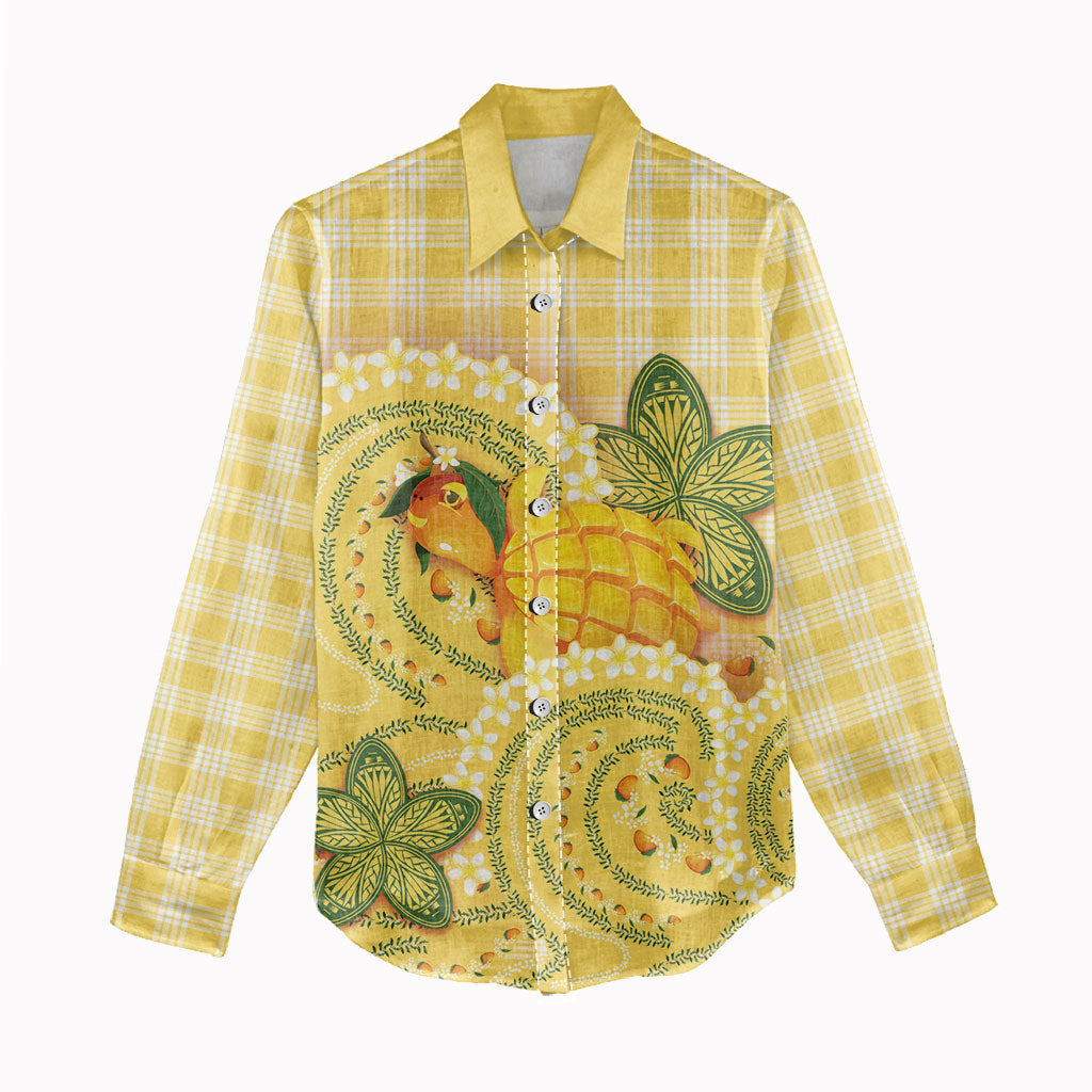 Hawaii Palaka Women Casual Shirt Cute Ripe Mango Turtle On The Waves