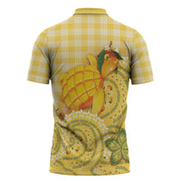 Hawaii Palaka Zipper Polo Shirt Cute Ripe Mango Turtle On The Waves