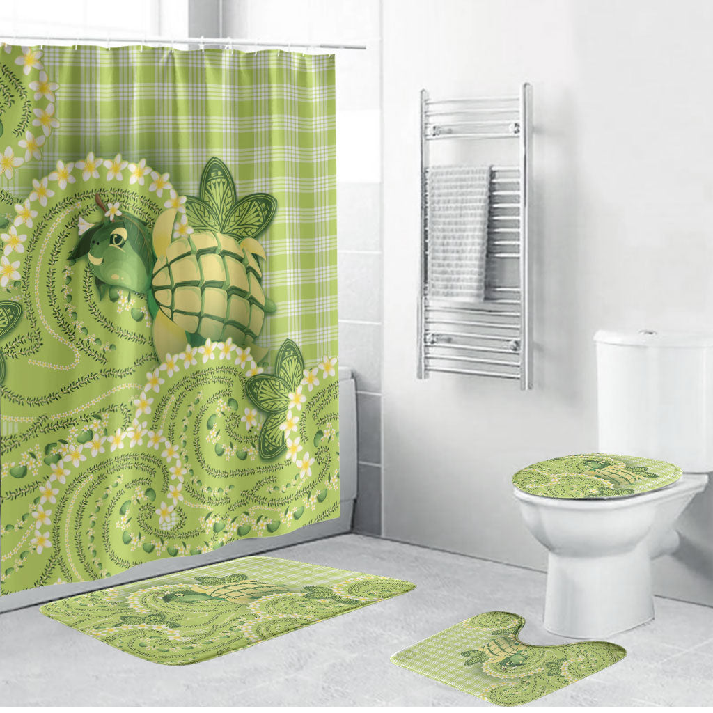 Hawaii Palaka Bathroom Set Cute Green Mango Turtle On The Waves
