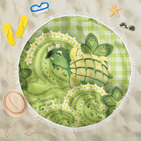 Hawaii Palaka Beach Blanket Cute Green Mango Turtle On The Waves DT05 One Size 150cm Green - Polynesian Pride