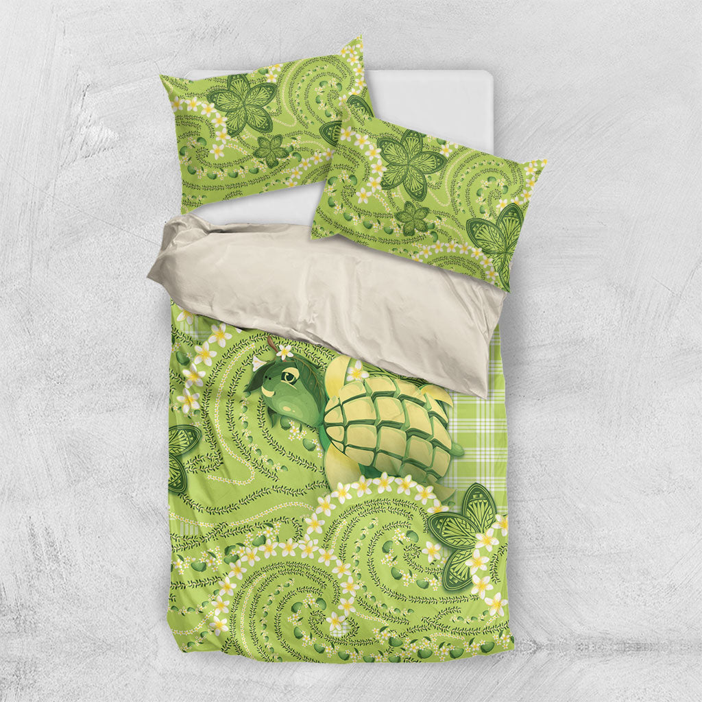 Hawaii Palaka Bedding Set Cute Green Mango Turtle On The Waves