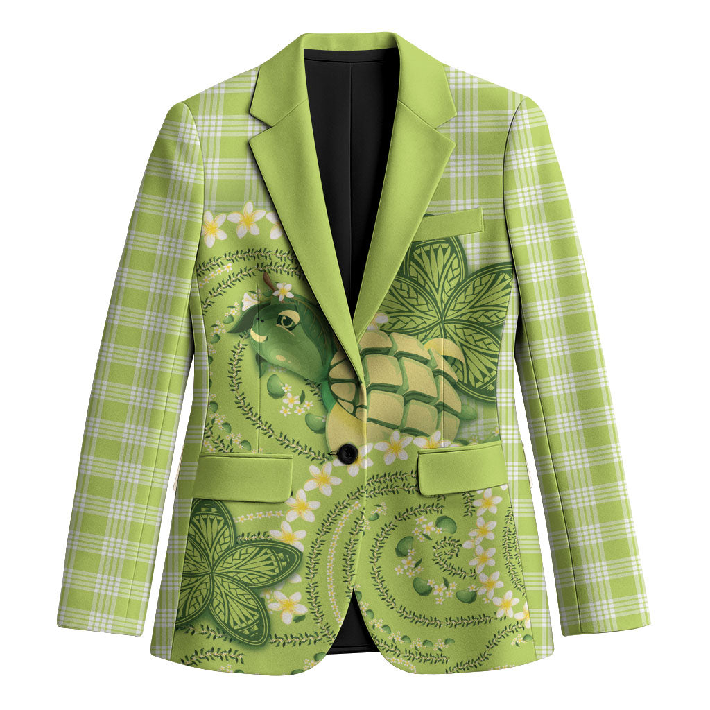 Hawaii Palaka Blazer Cute Green Mango Turtle On The Waves