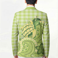 Hawaii Palaka Blazer Cute Green Mango Turtle On The Waves
