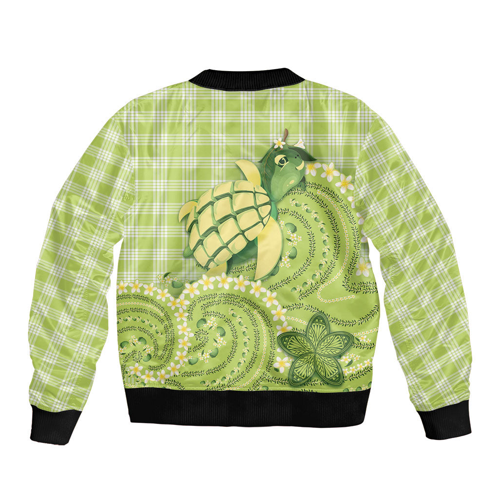 Hawaii Palaka Bomber Jacket Cute Green Mango Turtle On The Waves DT05 - Polynesian Pride