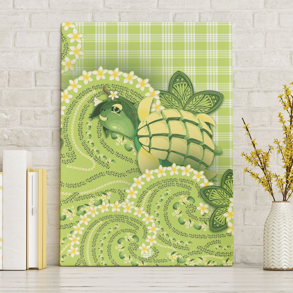 Hawaii Palaka Canvas Wall Art Cute Green Mango Turtle On The Waves