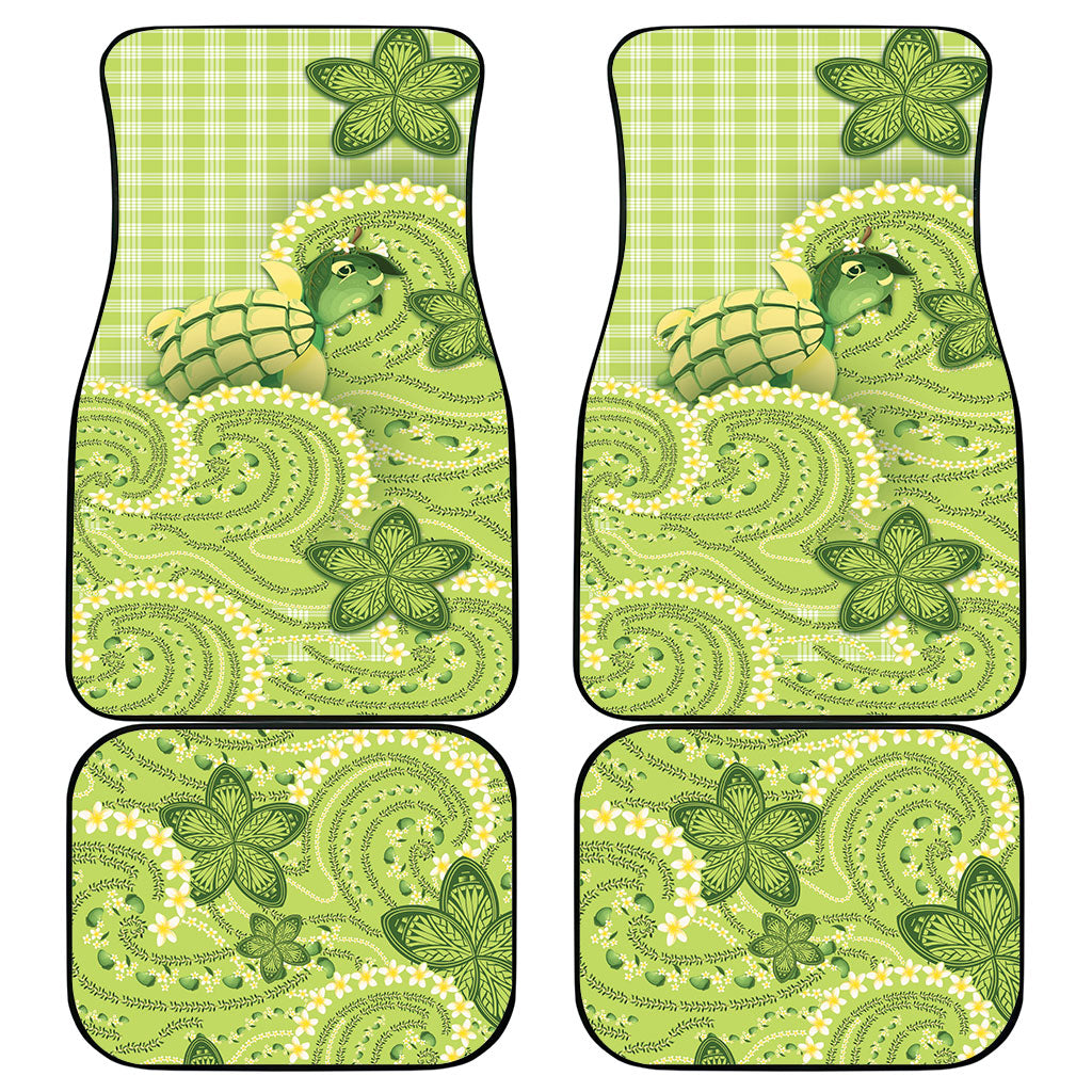 Hawaii Palaka Car Mats Cute Green Mango Turtle On The Waves