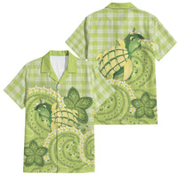 Hawaii Palaka Family Matching Long Sleeve Bodycon Dress and Hawaiian Shirt Cute Green Mango Turtle On The Waves DT05 Dad's Shirt - Short Sleeve Green - Polynesian Pride
