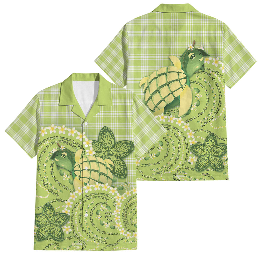 Hawaii Palaka Family Matching Summer Maxi Dress and Hawaiian Shirt Cute Green Mango Turtle On The Waves DT05 Dad's Shirt - Short Sleeve Green - Polynesian Pride