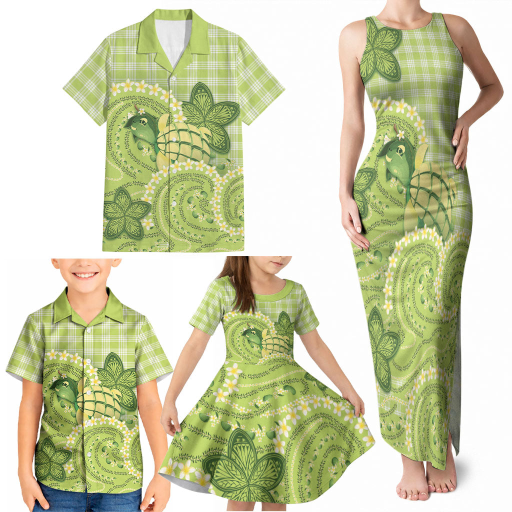 Hawaii Palaka Family Matching Tank Maxi Dress and Hawaiian Shirt Cute Green Mango Turtle On The Waves DT05 - Polynesian Pride