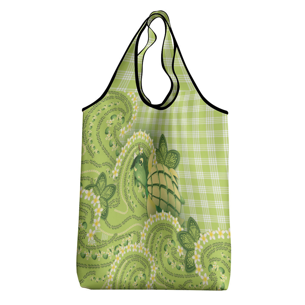 Hawaii Palaka Grocery Bag Cute Green Mango Turtle On The Waves