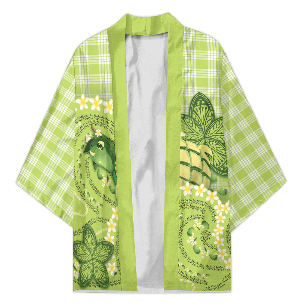 Hawaii Palaka Kimono Cute Green Mango Turtle On The Waves