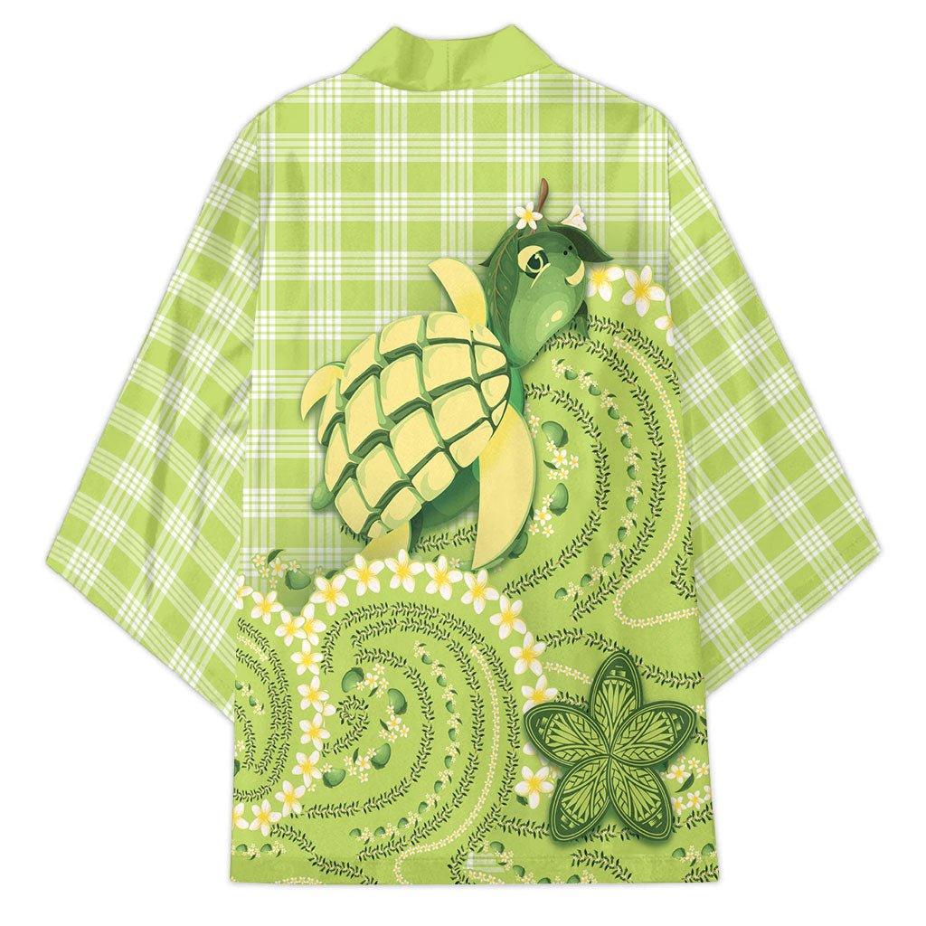 Hawaii Palaka Kimono Cute Green Mango Turtle On The Waves