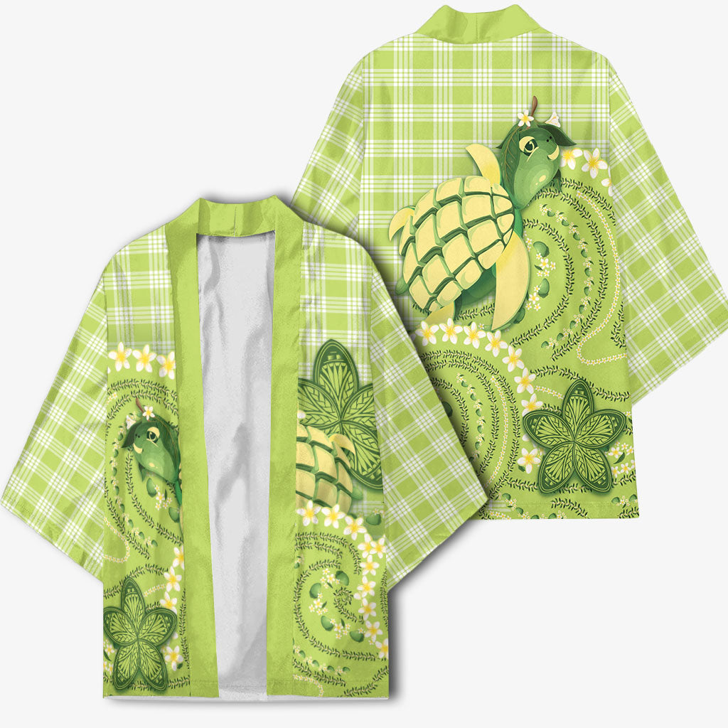 Hawaii Palaka Kimono Cute Green Mango Turtle On The Waves