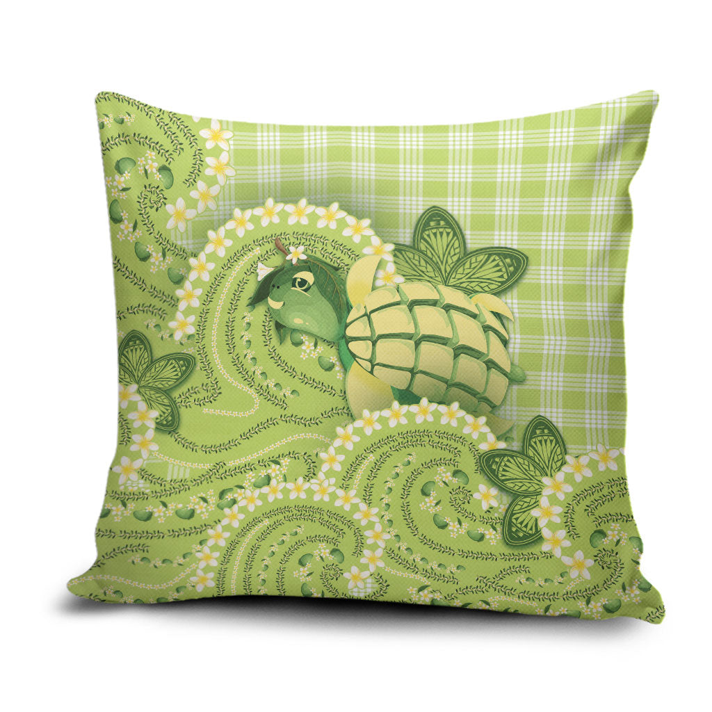 Hawaii Palaka Pillow Cover Cute Green Mango Turtle On The Waves