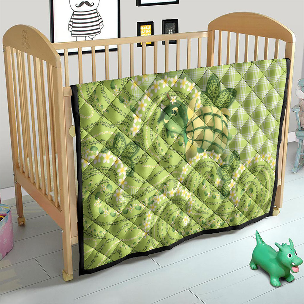 Hawaii Palaka Quilt Cute Green Mango Turtle On The Waves DT05 - Polynesian Pride