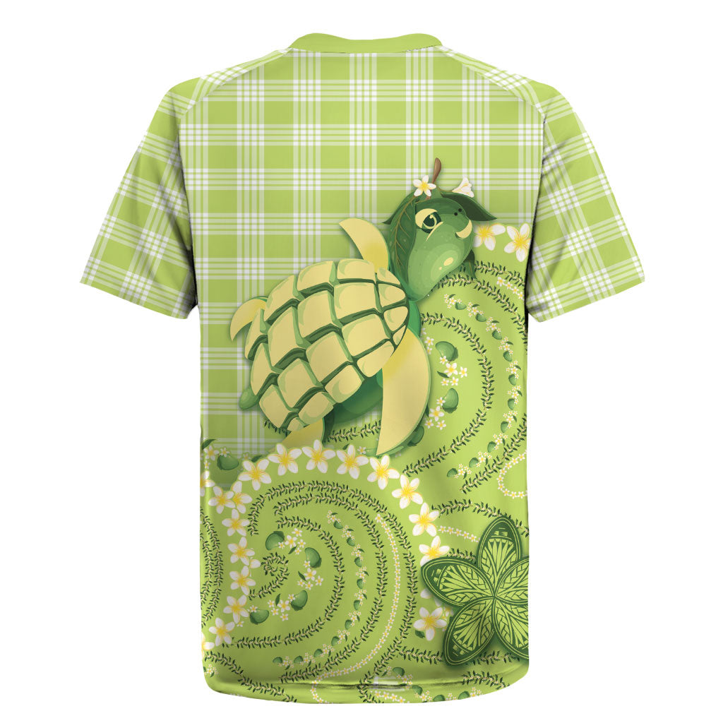 Hawaii Palaka Rugby Jersey Cute Green Mango Turtle On The Waves