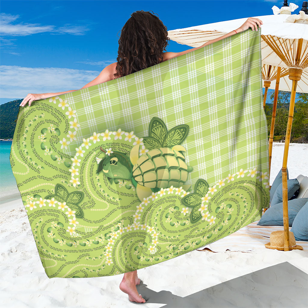 Hawaii Palaka Sarong Cute Green Mango Turtle On The Waves DT05 One Size 44 x 66 inches Green - Polynesian Pride