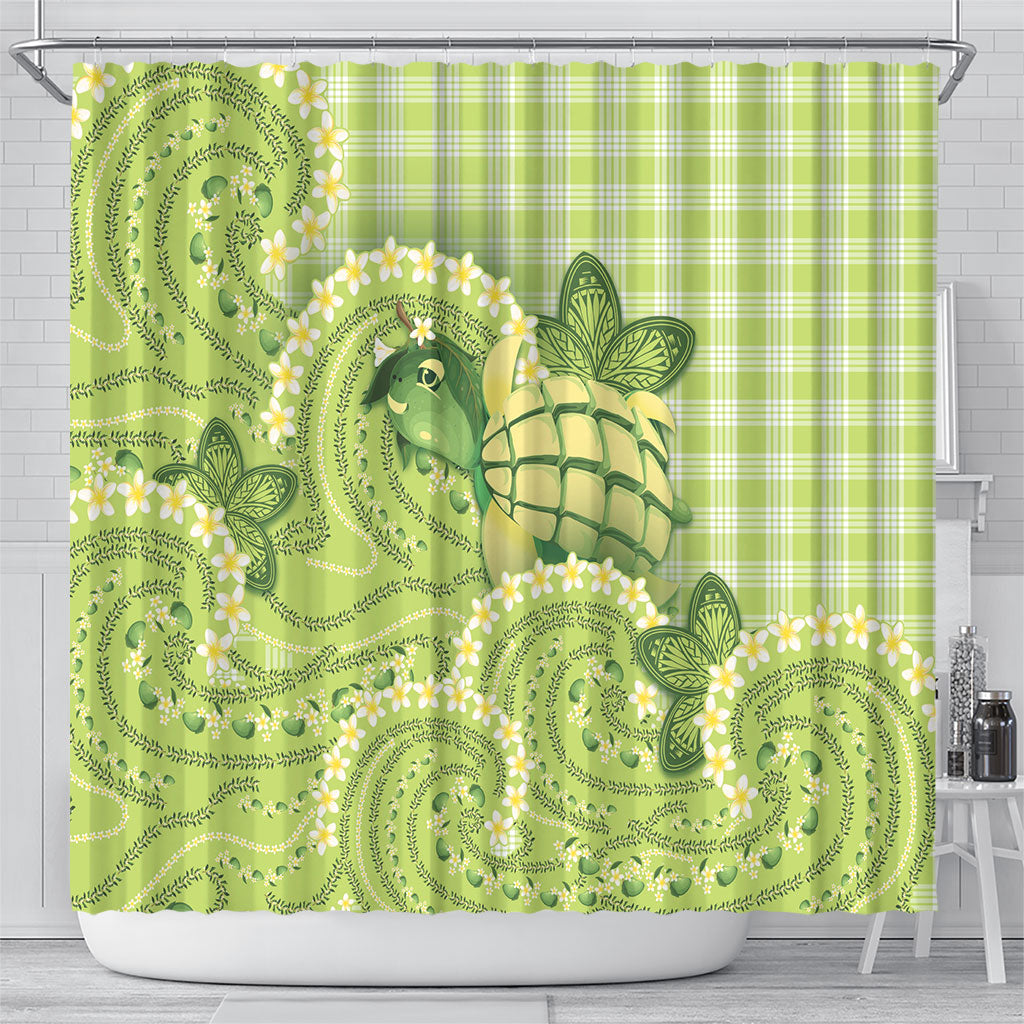 Hawaii Palaka Shower Curtain Cute Green Mango Turtle On The Waves