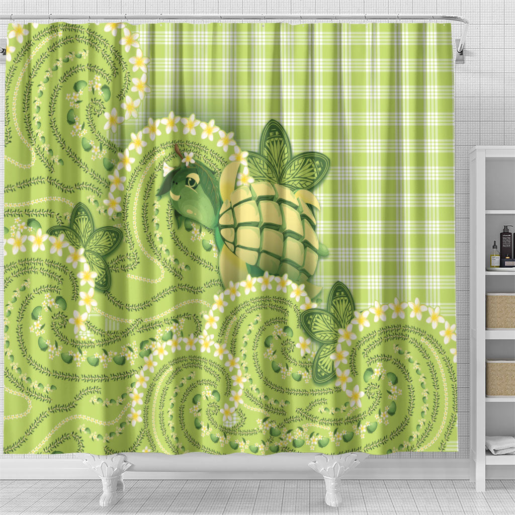 Hawaii Palaka Shower Curtain Cute Green Mango Turtle On The Waves