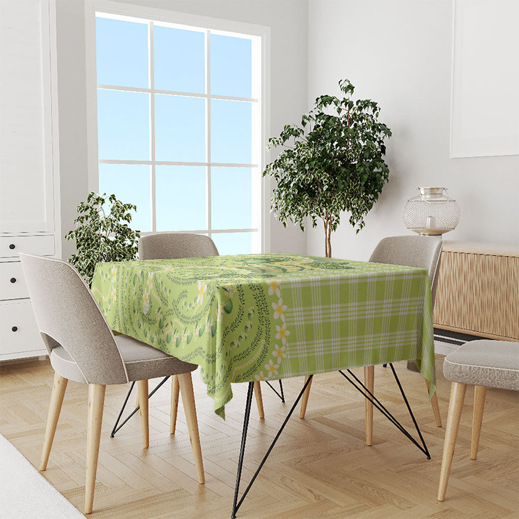 Hawaii Palaka Tablecloth Cute Green Mango Turtle On The Waves