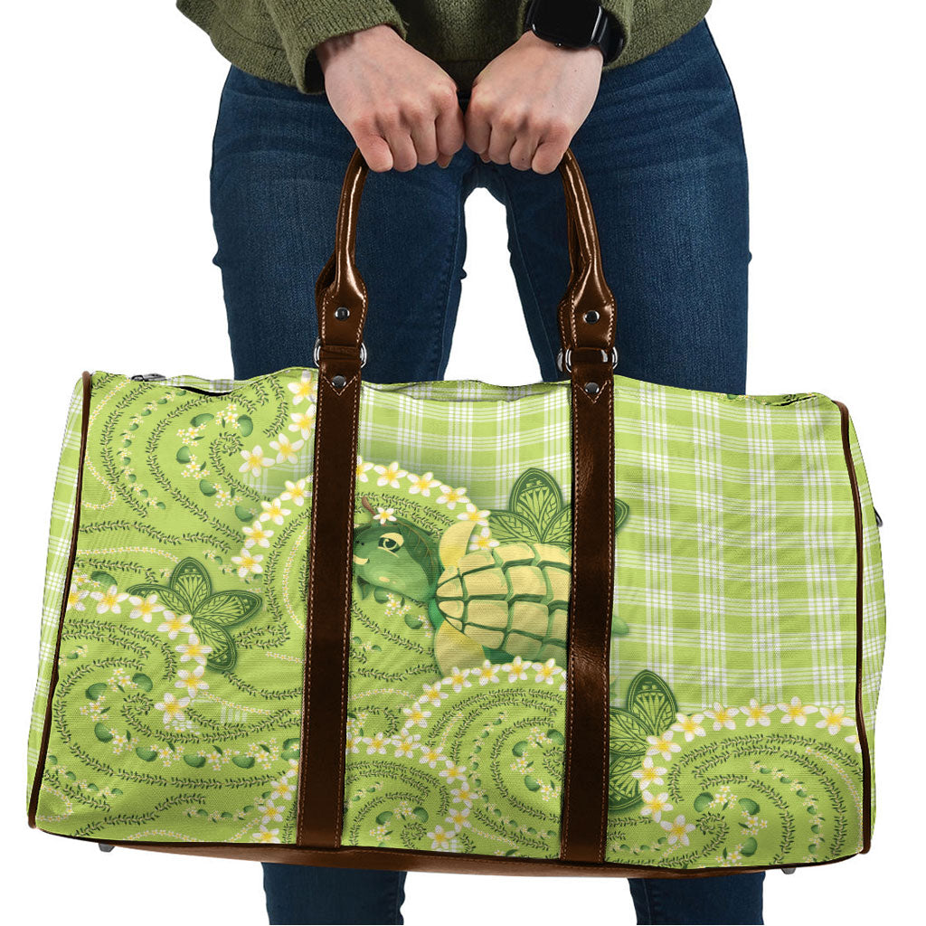 Hawaii Palaka Travel Bag Cute Green Mango Turtle On The Waves
