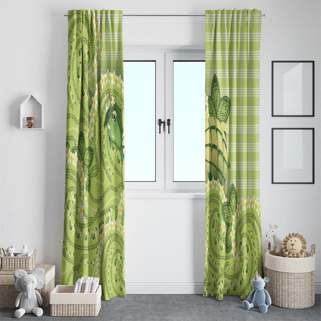 Hawaii Palaka Window Curtain Cute Green Mango Turtle On The Waves