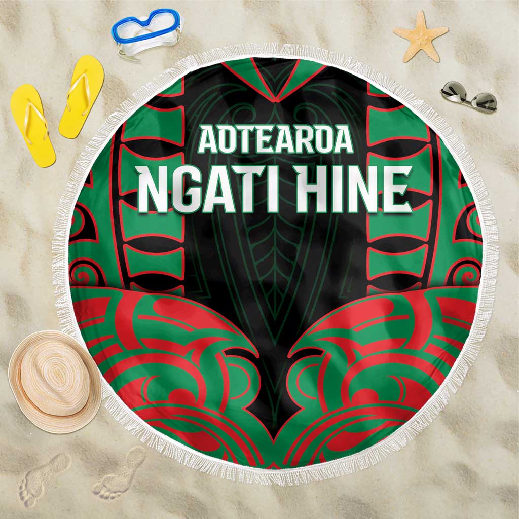 Aotearoa Ngati Hine Beach Blanket Maori Pattern New Zealand DT05 One Size 150cm Green - Polynesian Pride
