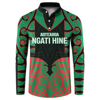 Custom Aotearoa Ngati Hine Button Sweatshirt Maori Pattern New Zealand DT05 Green - Polynesian Pride