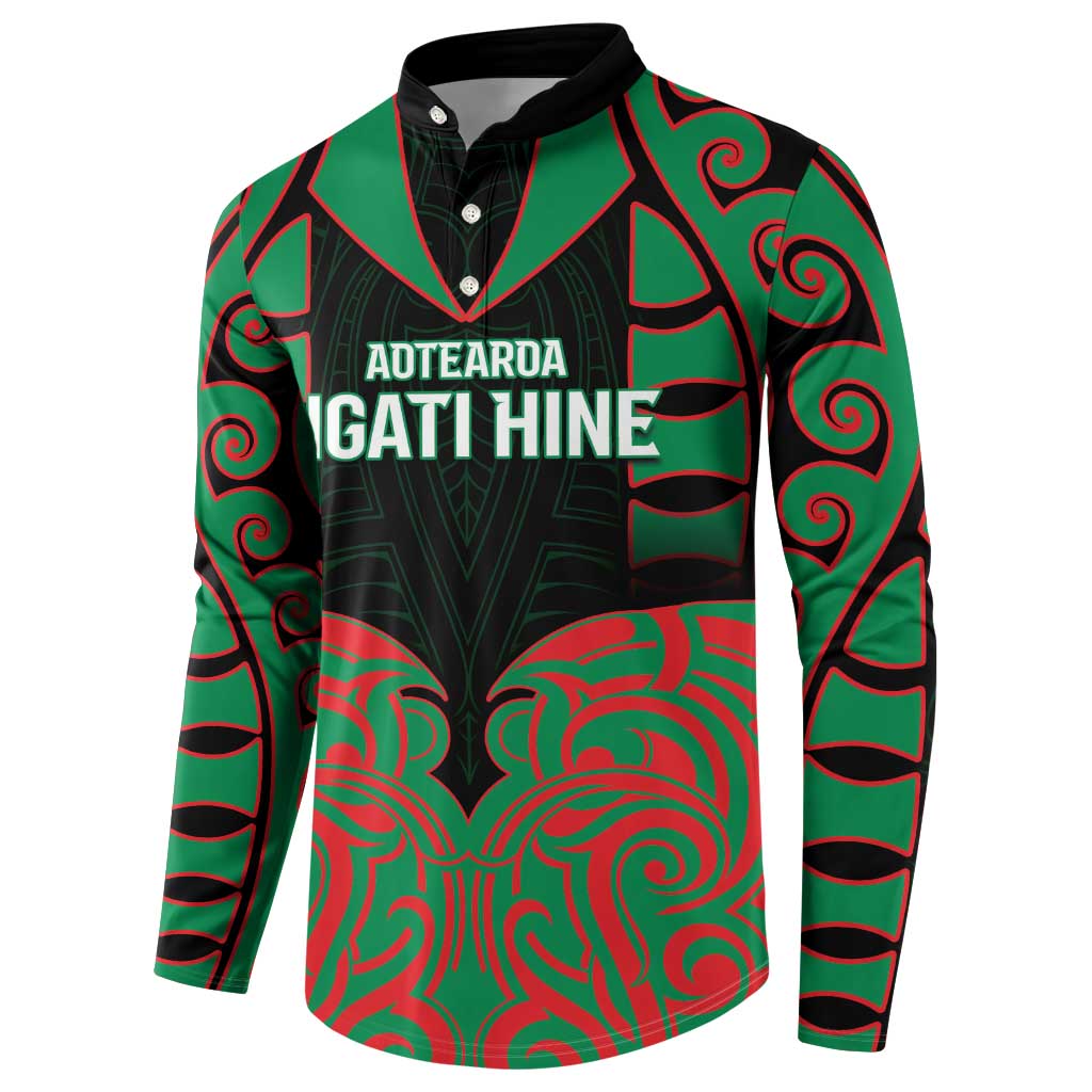 Custom Aotearoa Ngati Hine Button Sweatshirt Maori Pattern New Zealand DT05 - Polynesian Pride