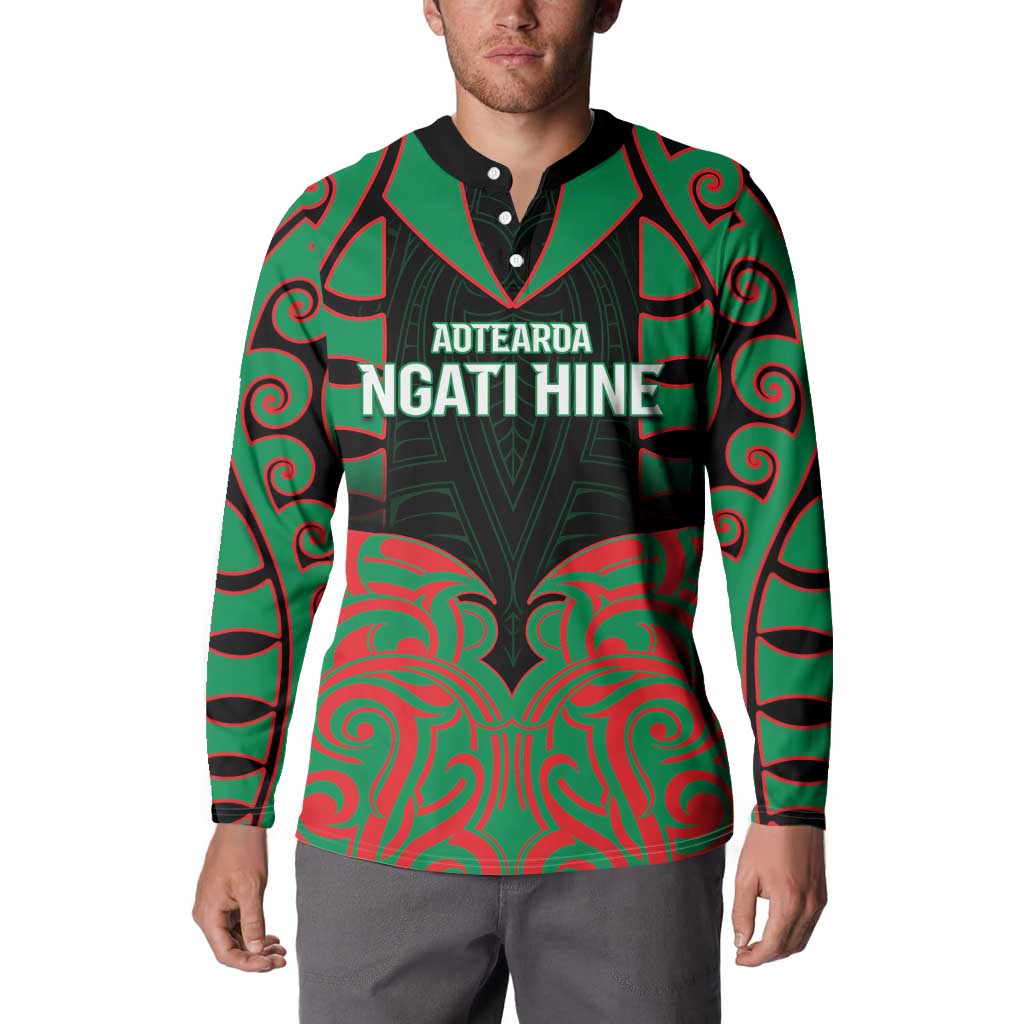 Custom Aotearoa Ngati Hine Button Sweatshirt Maori Pattern New Zealand DT05 - Polynesian Pride