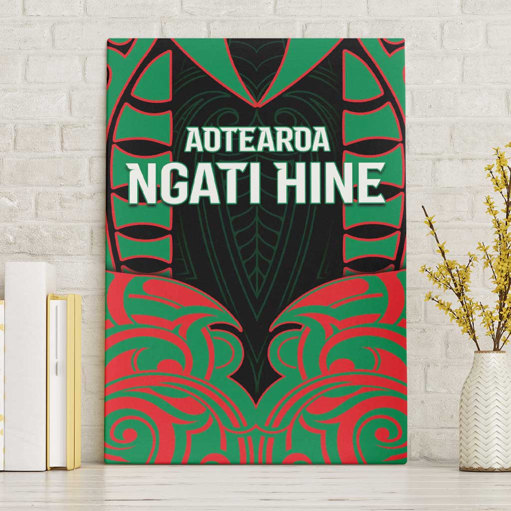 Aotearoa Ngati Hine Canvas Wall Art Maori Pattern New Zealand DT05 Without Frame Green - Polynesian Pride