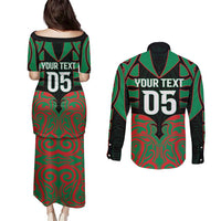 Custom Aotearoa Ngati Hine Couples Matching Puletasi and Long Sleeve Button Shirt Maori Pattern New Zealand DT05 - Polynesian Pride