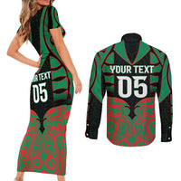 Custom Aotearoa Ngati Hine Couples Matching Short Sleeve Bodycon Dress and Long Sleeve Button Shirt Maori Pattern New Zealand DT05 - Polynesian Pride