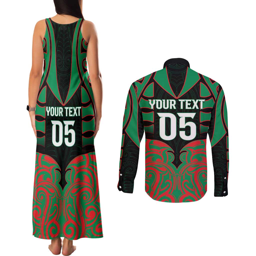 Custom Aotearoa Ngati Hine Couples Matching Tank Maxi Dress and Long Sleeve Button Shirt Maori Pattern New Zealand DT05 - Polynesian Pride
