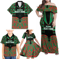 Custom Aotearoa Ngati Hine Family Matching Off Shoulder Maxi Dress and Hawaiian Shirt Maori Pattern New Zealand - Polynesian Pride