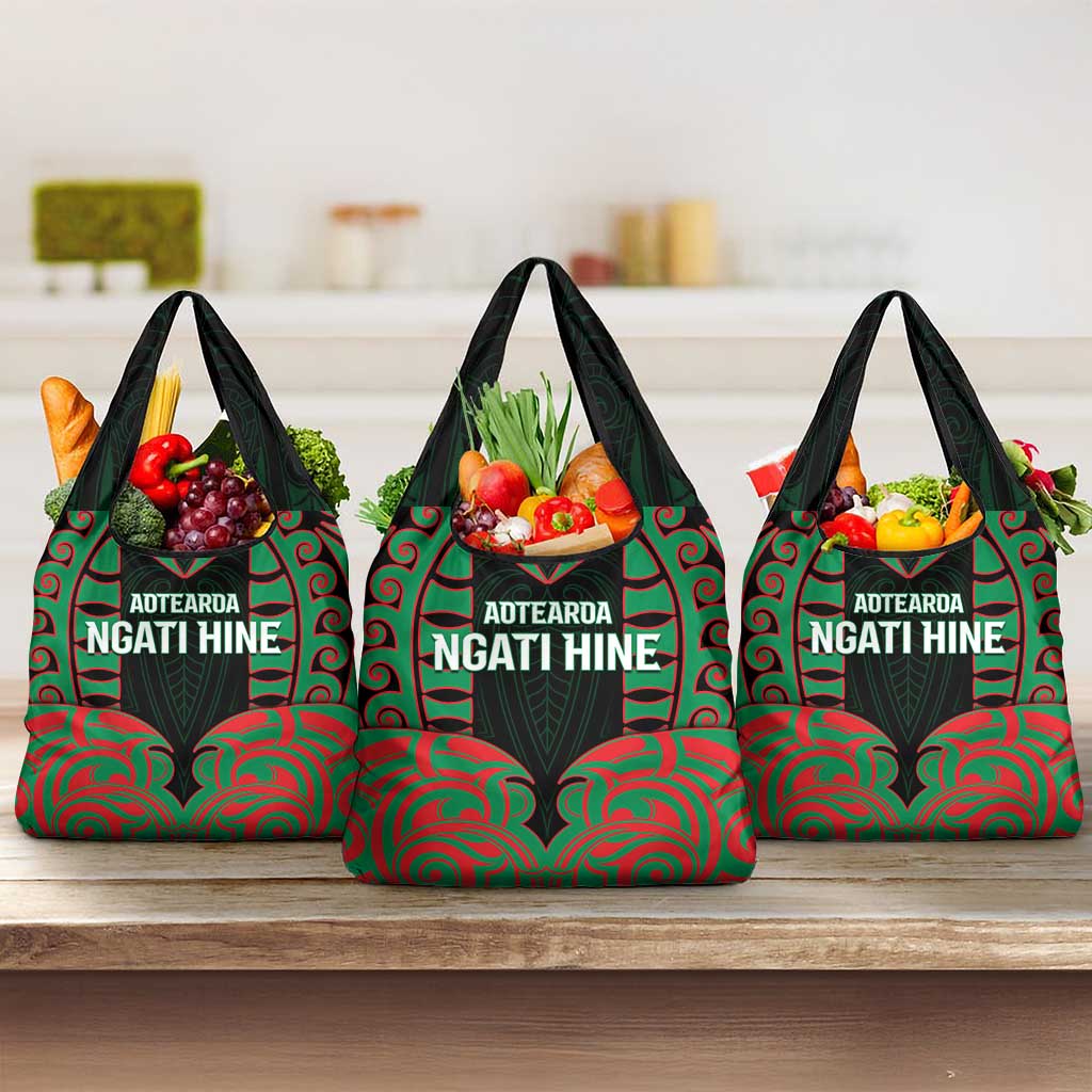 Aotearoa Ngati Hine Grocery Bag Maori Pattern New Zealand DT05 3-pack One Size Green - Polynesian Pride