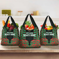 Aotearoa Ngati Hine Grocery Bag Maori Pattern New Zealand DT05 3-pack One Size Green - Polynesian Pride