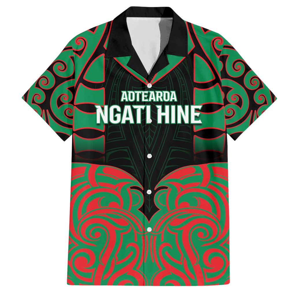 Custom Aotearoa Ngati Hine Hawaiian Shirt Maori Pattern New Zealand DT05 Green - Polynesian Pride