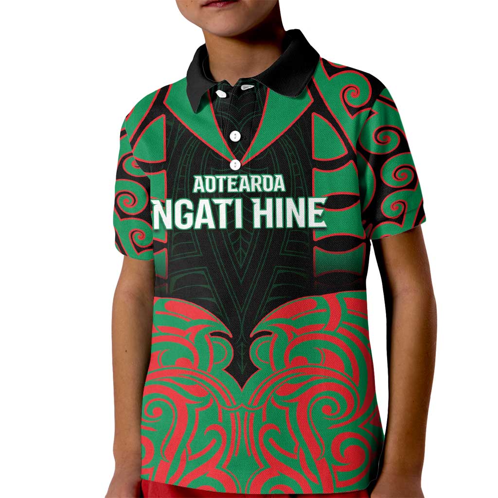 Custom Aotearoa Ngati Hine Kid Polo Shirt Maori Pattern New Zealand - Polynesian Pride