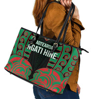 Aotearoa Ngati Hine Leather Tote Bag Maori Pattern New Zealand - Polynesian Pride