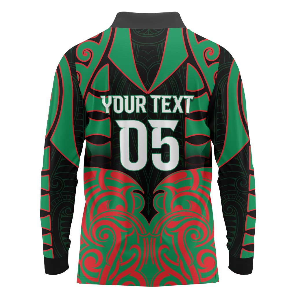 Custom Aotearoa Ngati Hine Long Sleeve Polo Shirt Maori Pattern New Zealand - Polynesian Pride